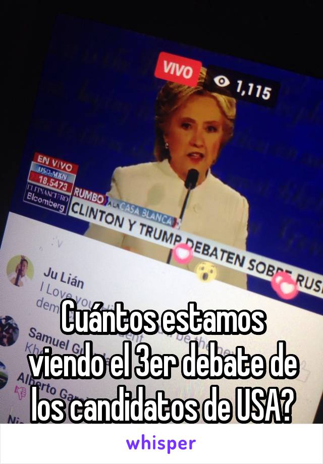 





Cuántos estamos viendo el 3er debate de los candidatos de USA?