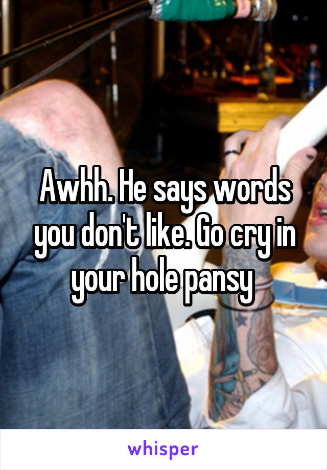 Awhh. He says words you don't like. Go cry in your hole pansy 