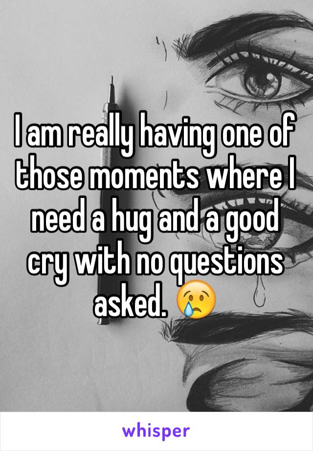 I am really having one of those moments where I need a hug and a good cry with no questions asked. 😢