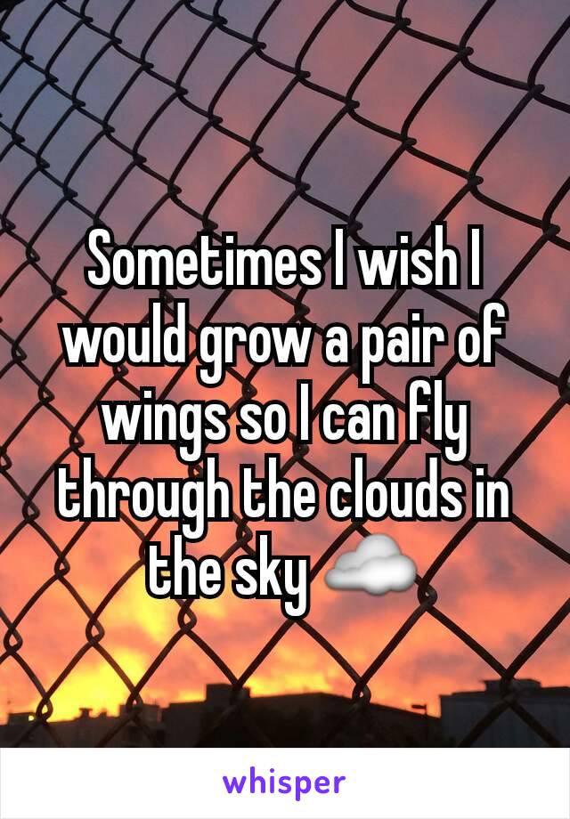 Sometimes I wish I would grow a pair of wings so I can fly through the clouds in the sky ☁