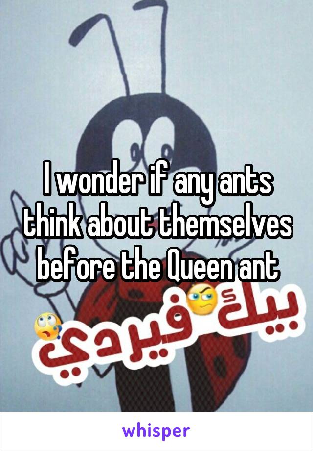 I wonder if any ants think about themselves before the Queen ant