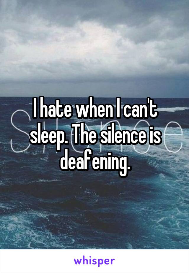 I hate when I can't sleep. The silence is deafening.