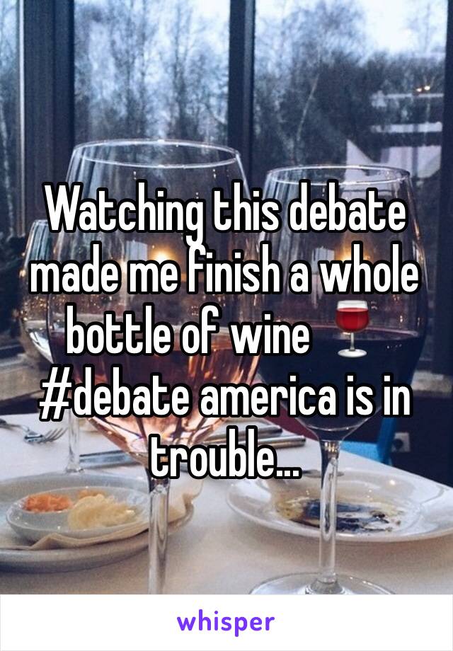 Watching this debate made me finish a whole bottle of wine 🍷 #debate america is in trouble...