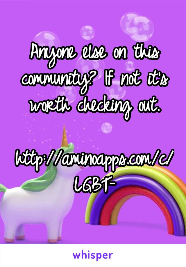 Anyone else on this community? If not it's worth checking out.

http://aminoapps.com/c/LGBT-
