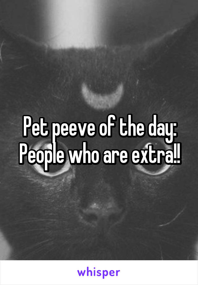 Pet peeve of the day:
People who are extra!!