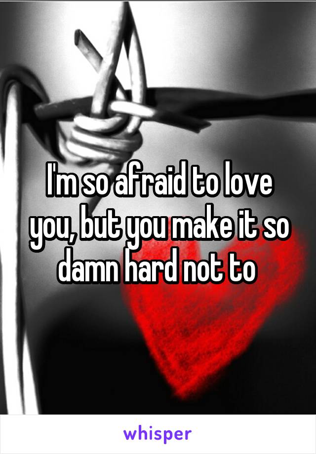 I'm so afraid to love you, but you make it so damn hard not to 