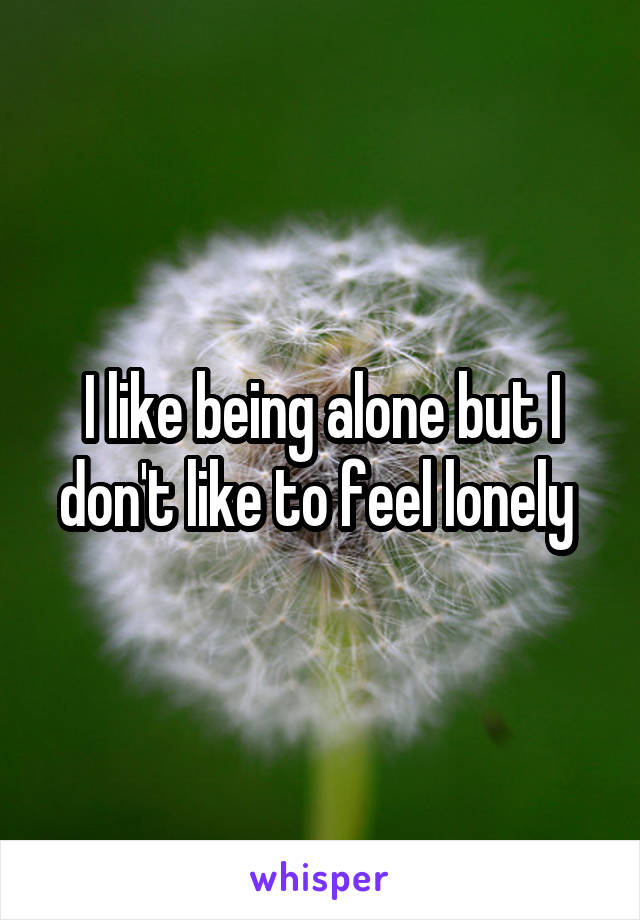 I like being alone but I don't like to feel lonely 