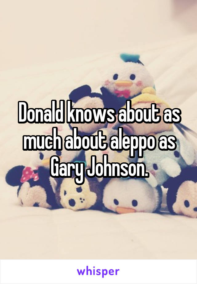 Donald knows about as much about aleppo as Gary Johnson.