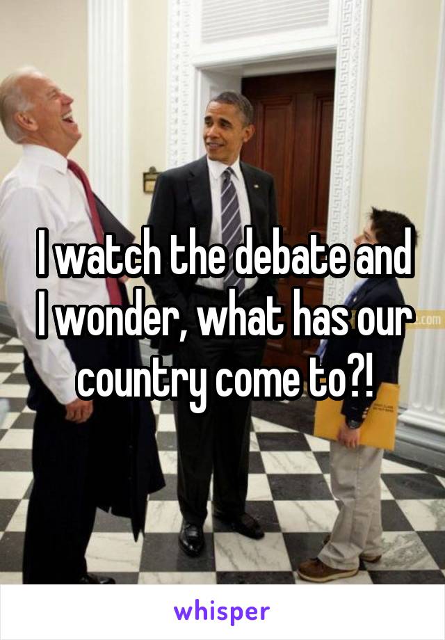 I watch the debate and I wonder, what has our country come to?!