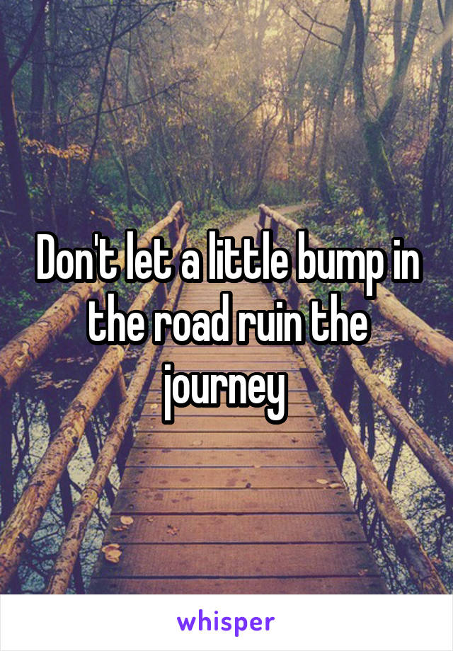 Don't let a little bump in the road ruin the journey 