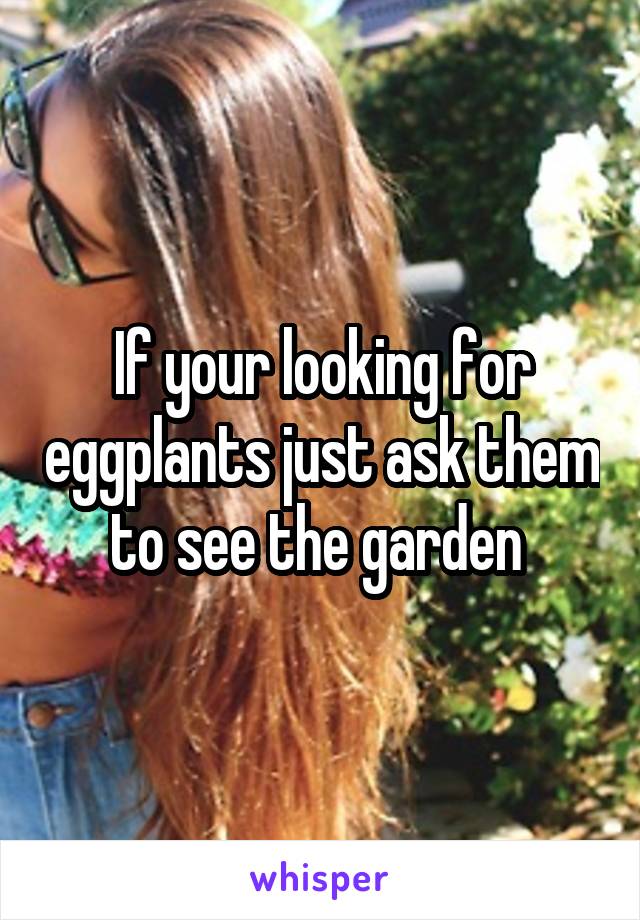 If your looking for eggplants just ask them to see the garden 