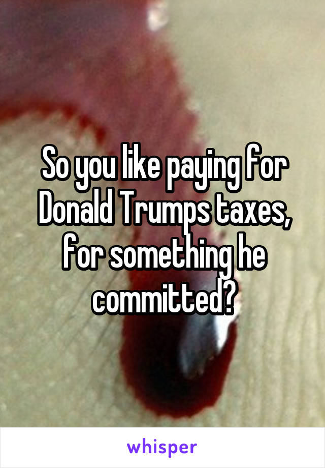 So you like paying for Donald Trumps taxes, for something he committed?