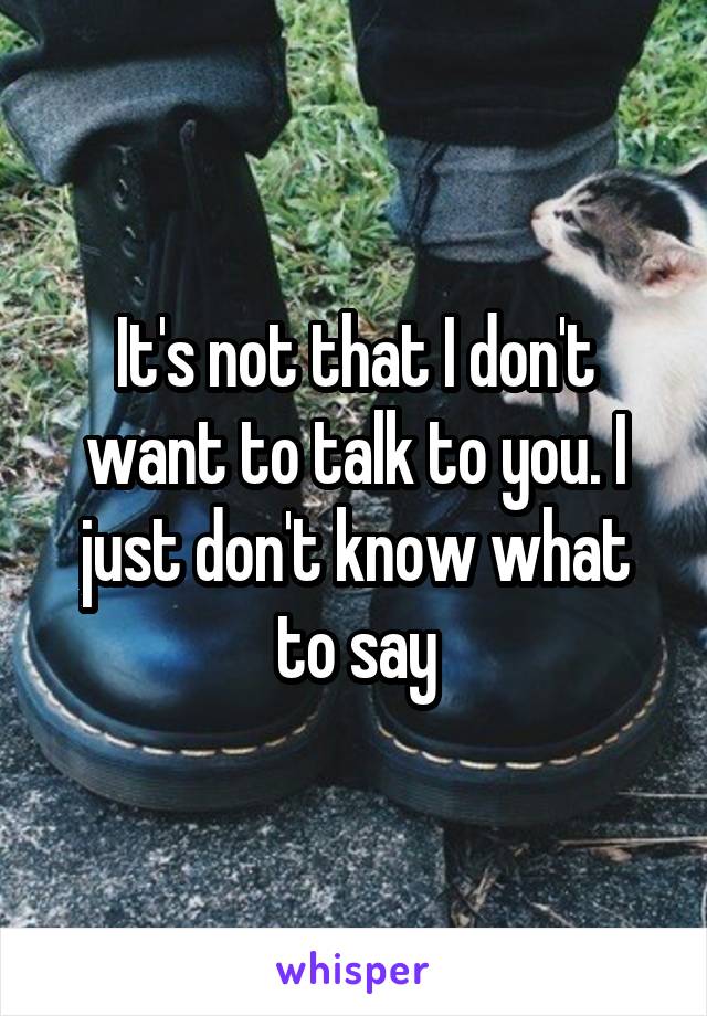 It's not that I don't want to talk to you. I just don't know what to say