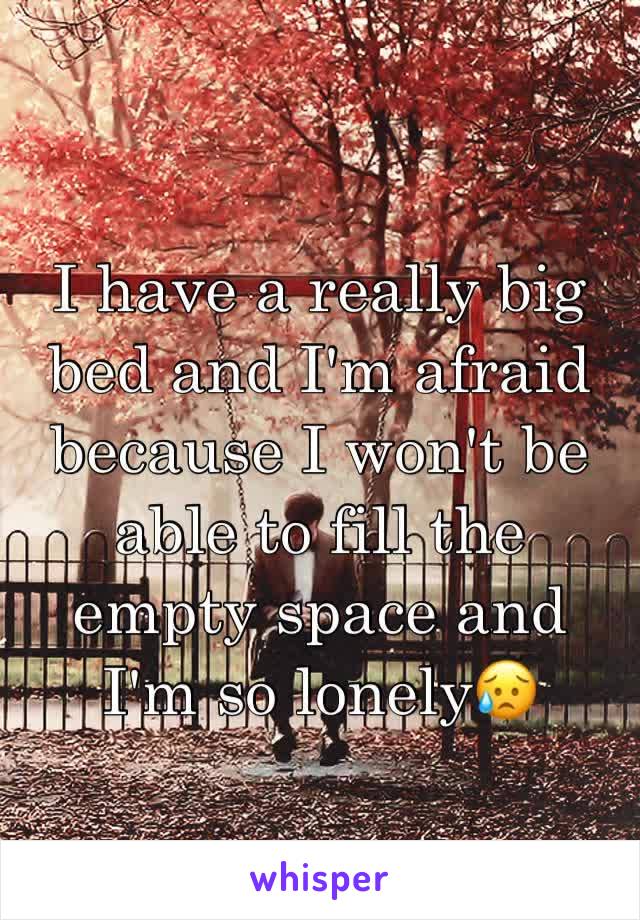 I have a really big bed and I'm afraid because I won't be able to fill the empty space and I'm so lonely😥