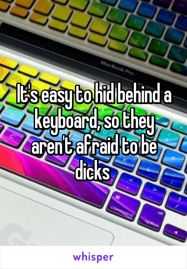 It's easy to hid behind a keyboard, so they aren't afraid to be dicks 