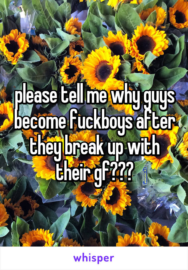 please tell me why guys become fuckboys after they break up with their gf???