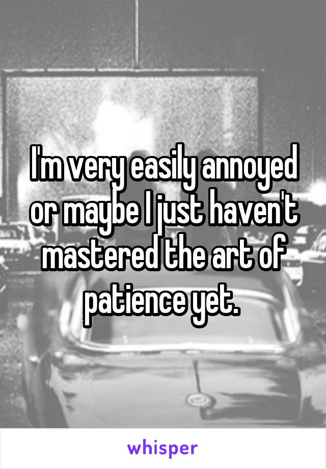 I'm very easily annoyed or maybe I just haven't mastered the art of patience yet. 