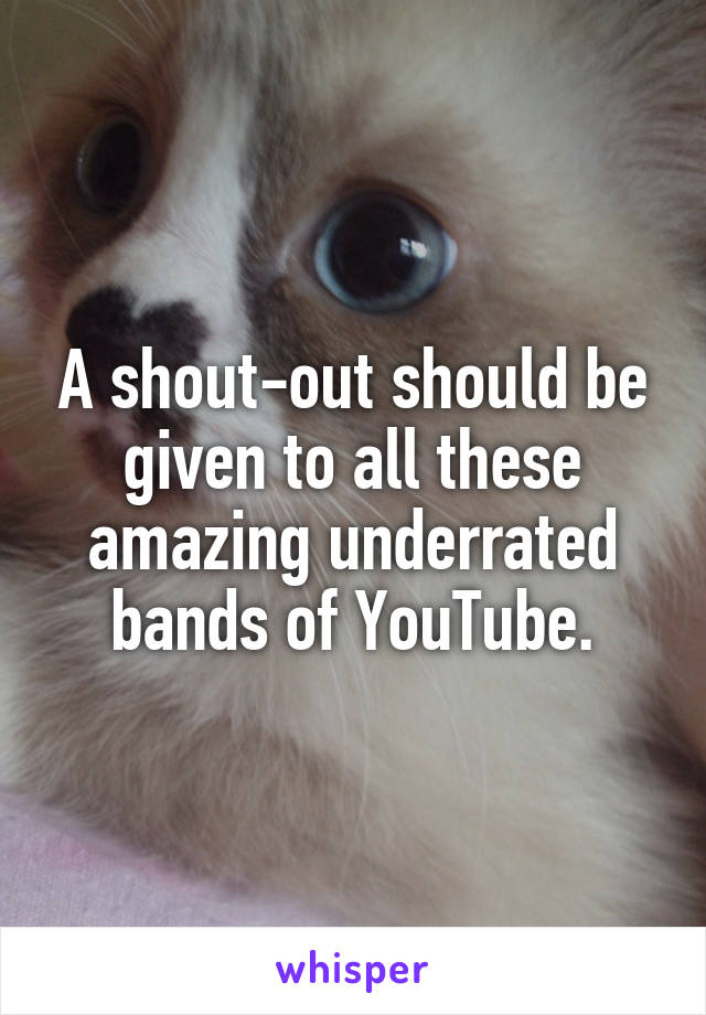 A shout-out should be given to all these amazing underrated bands of YouTube.