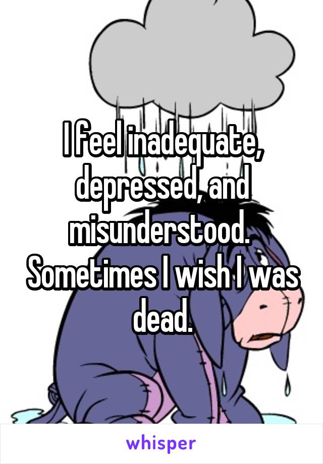 I feel inadequate, depressed, and misunderstood.  Sometimes I wish I was dead.