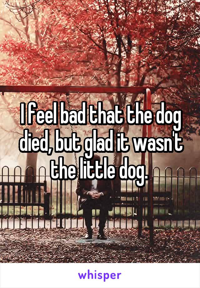 I feel bad that the dog died, but glad it wasn't the little dog. 