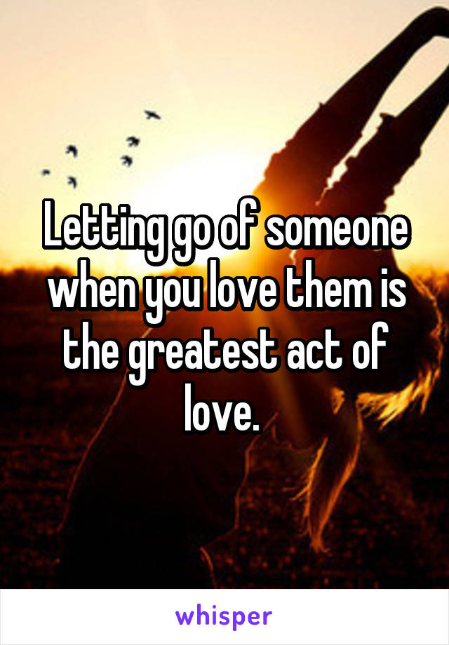 Letting go of someone when you love them is the greatest act of love. 