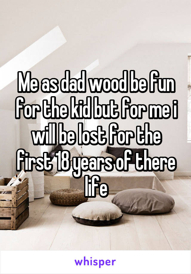 Me as dad wood be fun for the kid but for me i will be lost for the first 18 years of there life