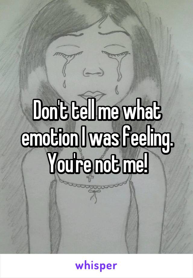 Don't tell me what emotion I was feeling. You're not me!