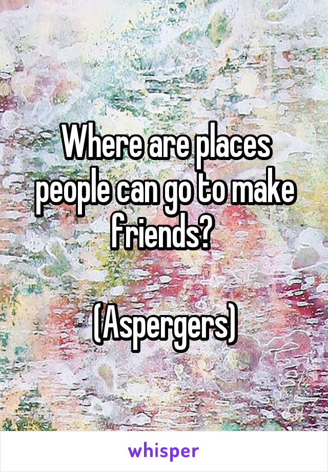 Where are places people can go to make friends? 

(Aspergers)