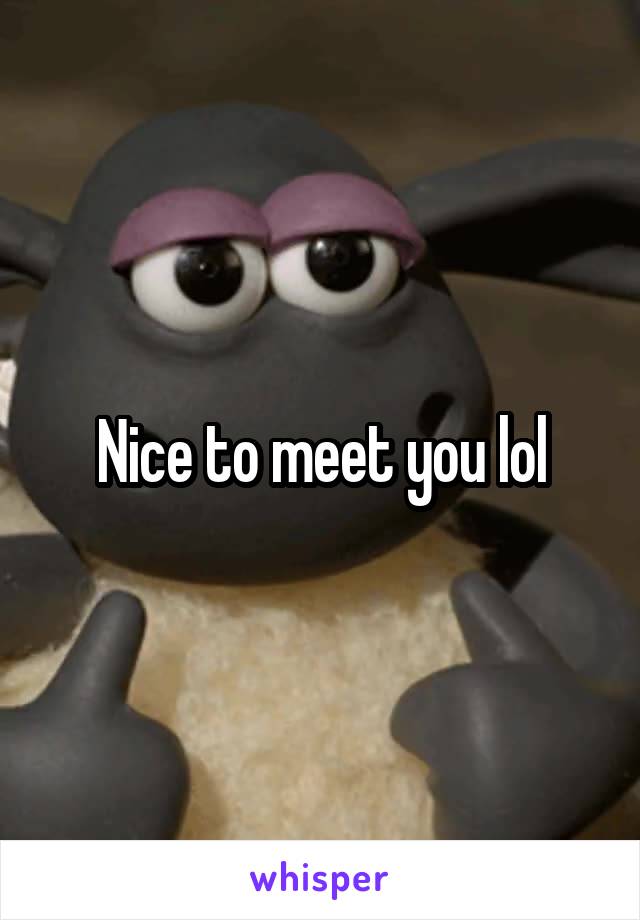 Nice to meet you lol