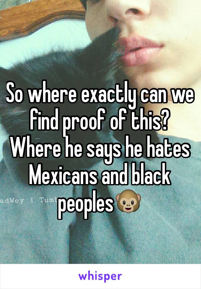 So where exactly can we find proof of this? Where he says he hates Mexicans and black peoples🐵