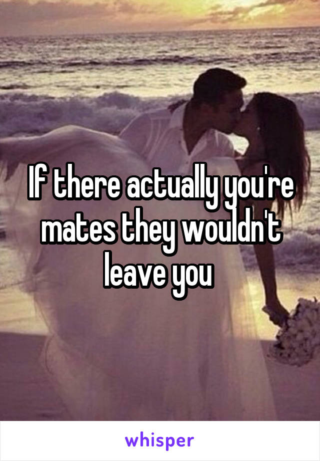 If there actually you're mates they wouldn't leave you 