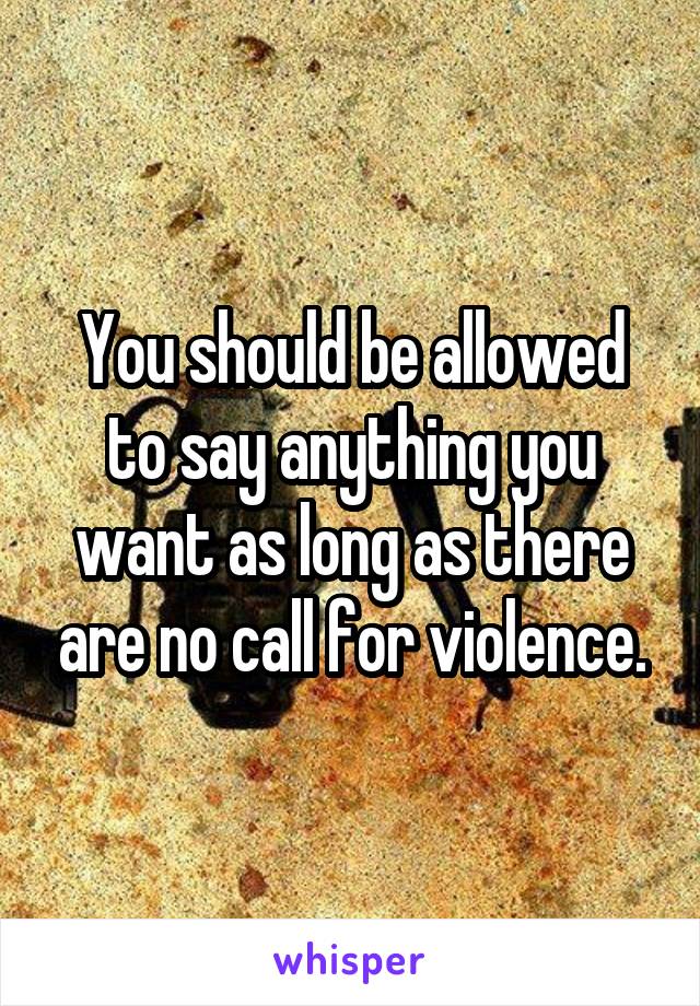 You should be allowed to say anything you want as long as there are no call for violence.
