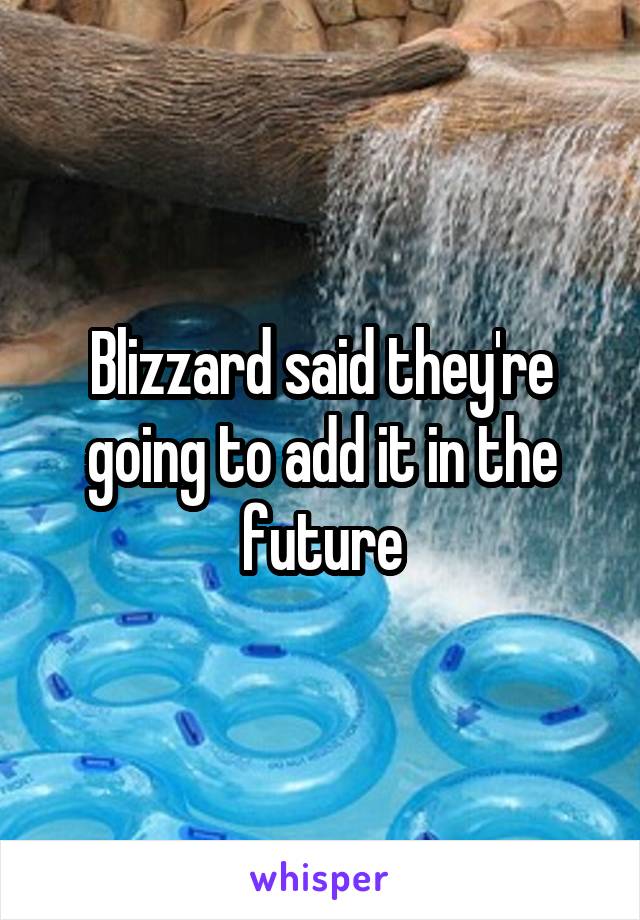 Blizzard said they're going to add it in the future