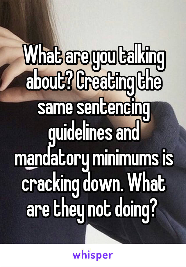 What are you talking about? Creating the same sentencing guidelines and mandatory minimums is cracking down. What are they not doing? 