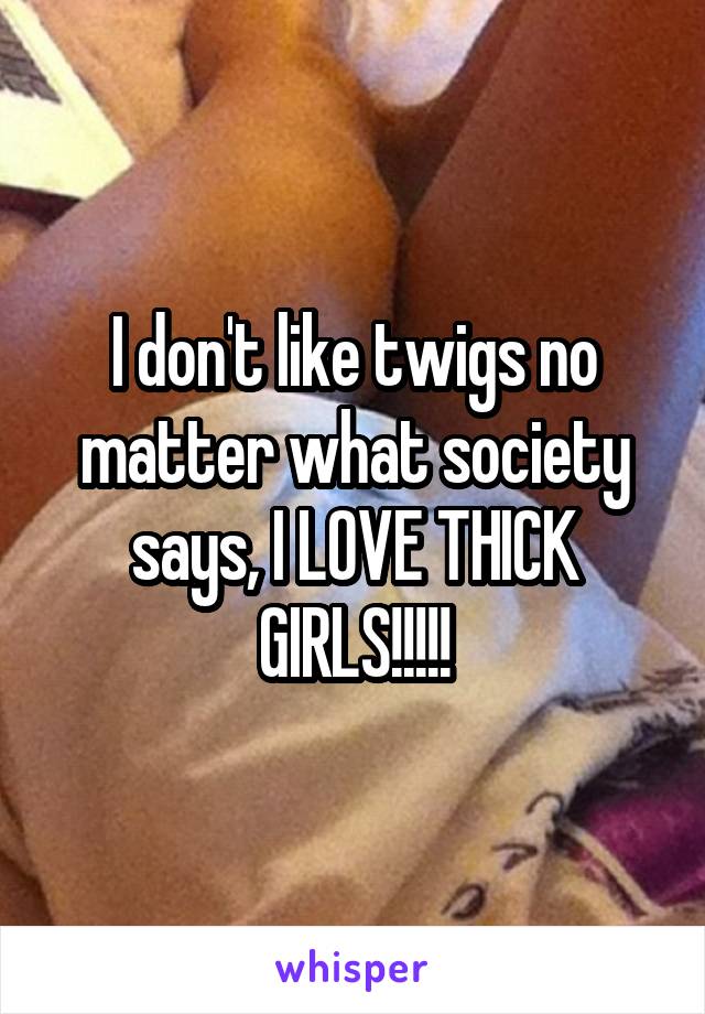 I don't like twigs no matter what society says, I LOVE THICK GIRLS!!!!!