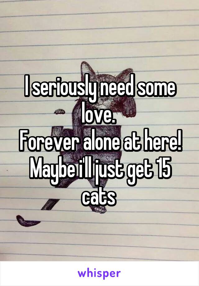 I seriously need some love. 
Forever alone at here! Maybe i'll just get 15 cats 