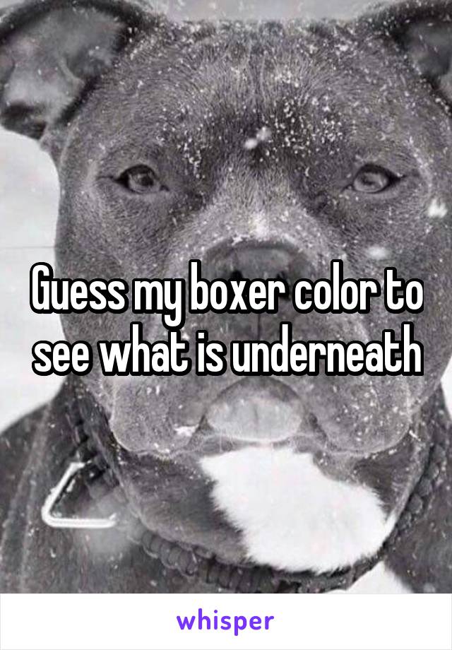 Guess my boxer color to see what is underneath