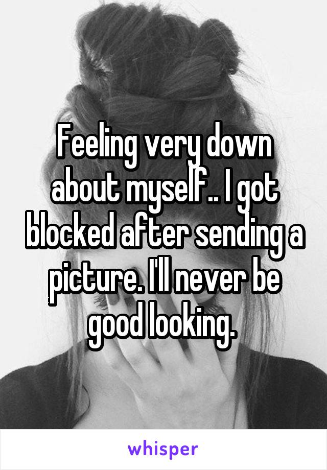 Feeling very down about myself.. I got blocked after sending a picture. I'll never be good looking. 