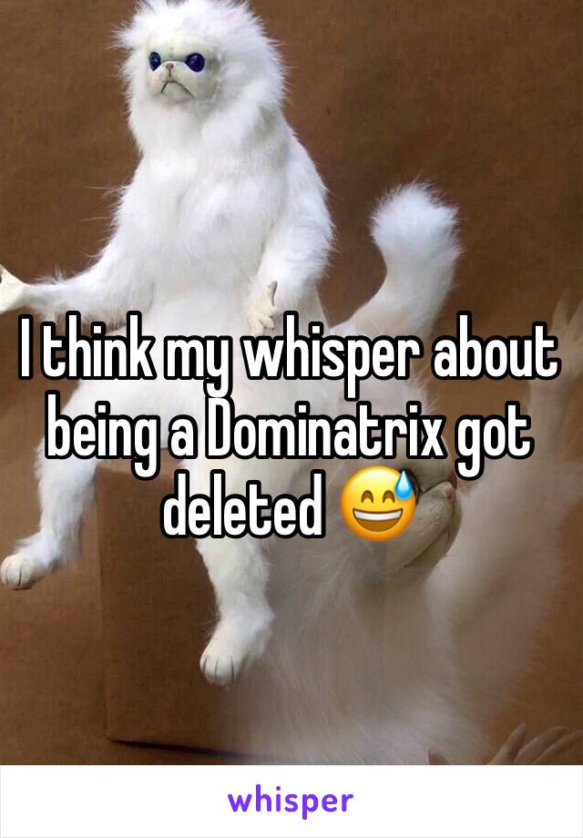 I think my whisper about being a Dominatrix got deleted 😅