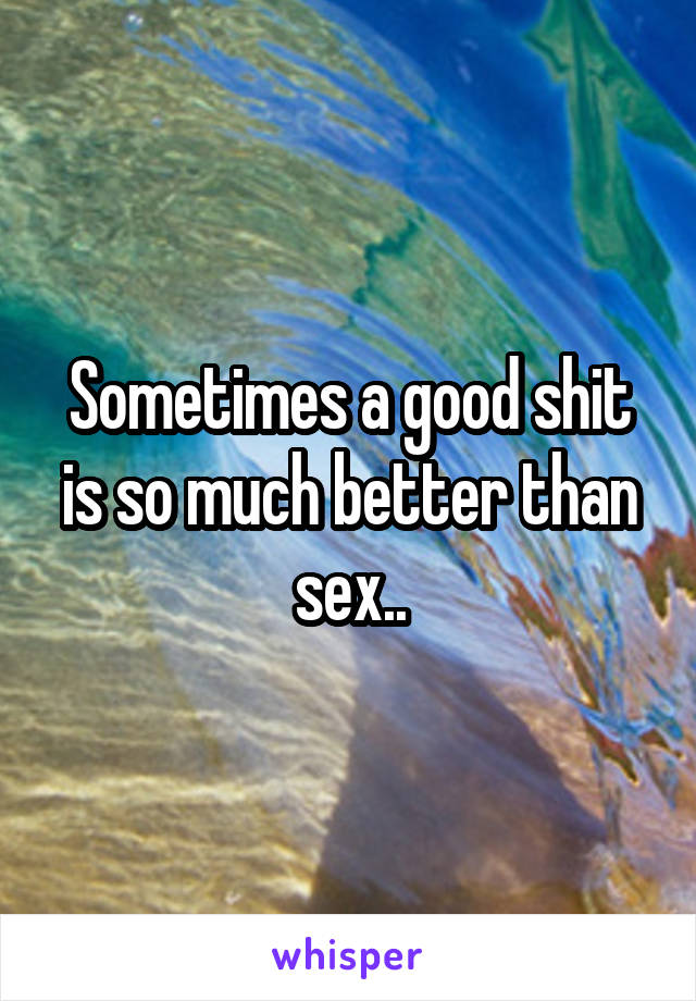 Sometimes a good shit is so much better than sex..