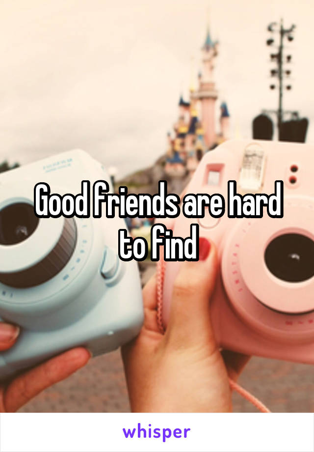 Good friends are hard to find