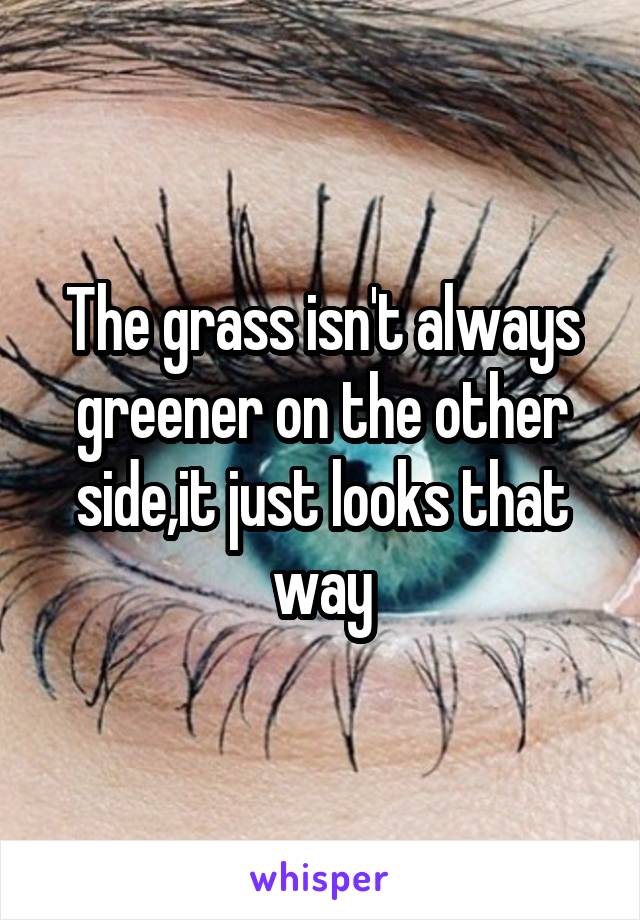 The grass isn't always greener on the other side,it just looks that way