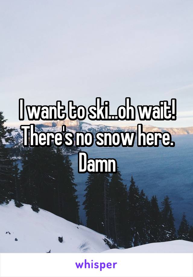 I want to ski...oh wait! There's no snow here. Damn