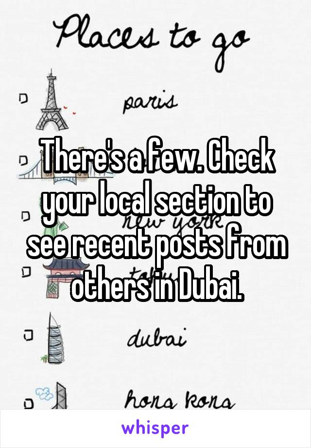 There's a few. Check your local section to see recent posts from others in Dubai.