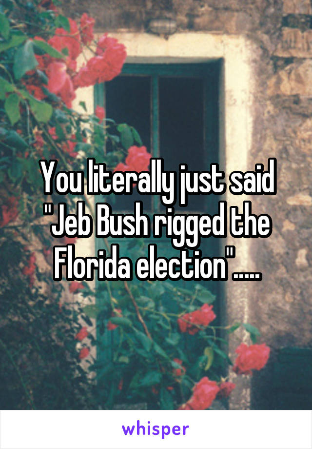 You literally just said "Jeb Bush rigged the Florida election".....