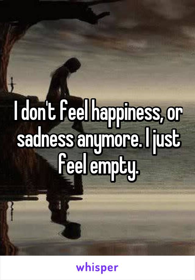 I don't feel happiness, or sadness anymore. I just feel empty.