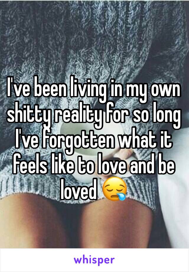 I've been living in my own shitty reality for so long I've forgotten what it feels like to love and be loved 😪