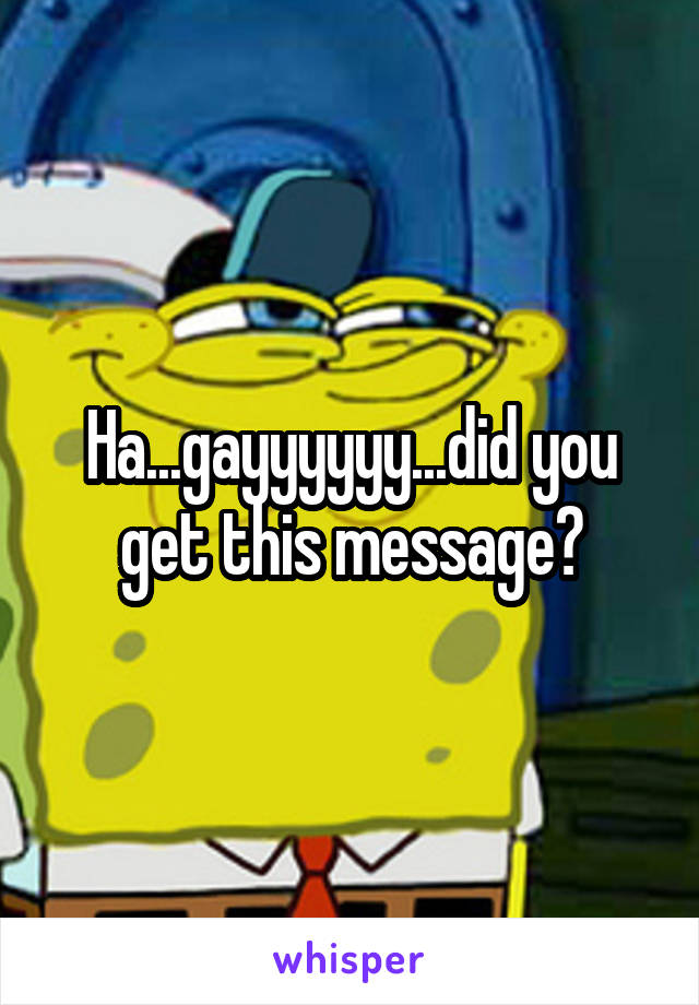 Ha...gayyyyyy...did you get this message?