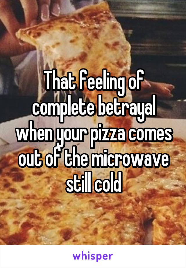 That feeling of complete betrayal when your pizza comes out of the microwave still cold