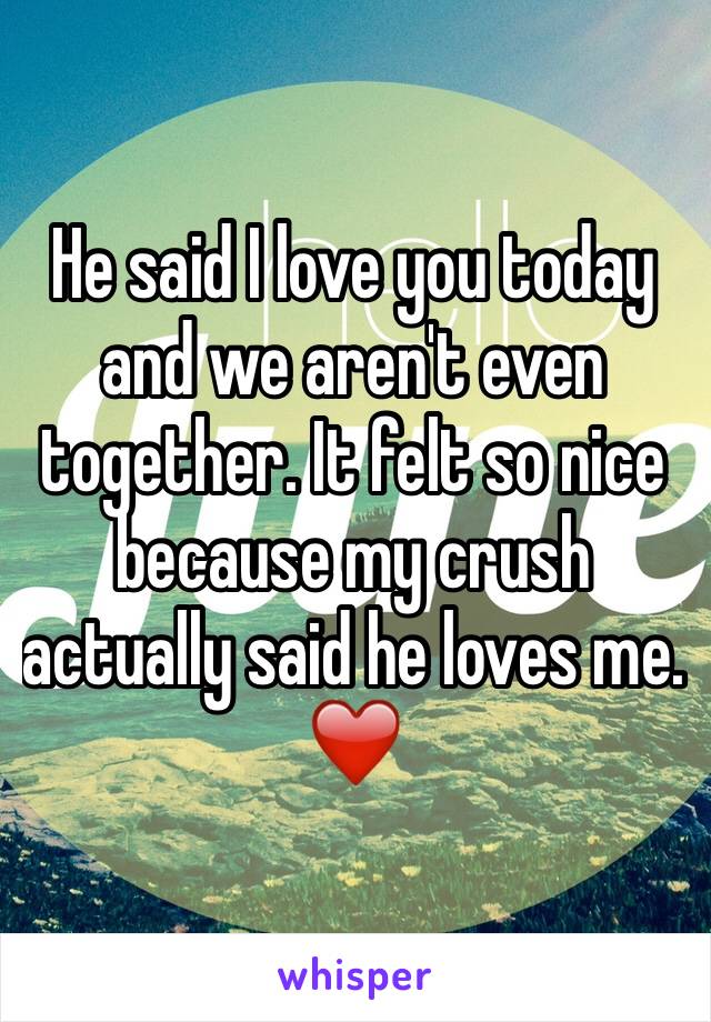 He said I love you today and we aren't even together. It felt so nice because my crush actually said he loves me. ❤️